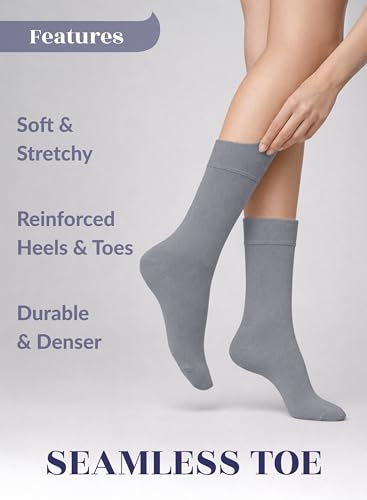 Image of Hugh Ugoli Women's Thin Soft Rayon Derived from Bamboo Crew Socks for Dress, Trouser, Seamless Toe & Non-Binding, 5-8 /9-11