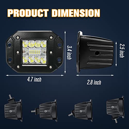 Camiy Flush Mount Led Pods, 2Pcs Driving Lights Led Work Light Flush Led Bumper Lights Super Bright Fog Lights Reverse Light Bars Off Road Lights For Truck Utv Atv Suv Boat #TOP1