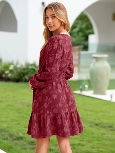 Image of BerryGo Womens Long Sleeve Mini Dress Casual A Line Flowy Loose Vacation Party Babydoll Fall Short Dresses with Pocket