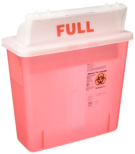 Covidien COV-8507SA SharpSafety Safety in Room Sharps Container Counterbalance Lid, 5 Quart Capacity, Transparent Red