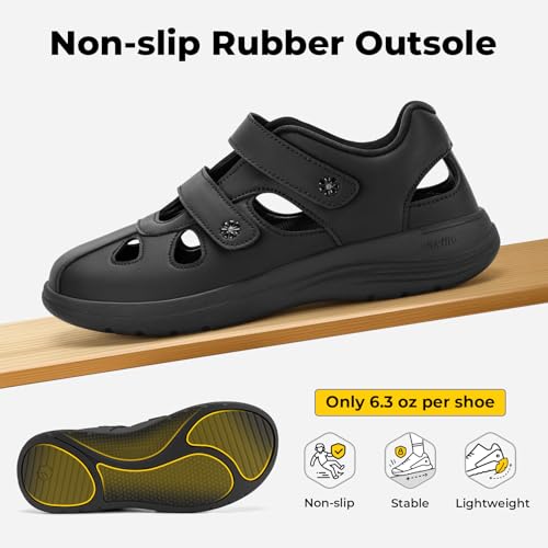 Image of FitVille Women's Wide Closed Toe Orthopedic Sandals, Summer Vacation Comfort Walking Sandals with Arch Support for Diabetic, Swollen Feet, Bunions