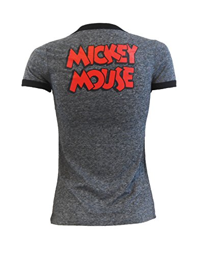 Disney Shy Mickey Mouse Junior Fit Ringer T-Shirt Medium Black Hawk4