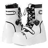 Femmes gothique grosse plateforme coins bottes à cheville avec chaîne...