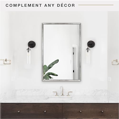 Image of MCS Micro Rope Front Loaded Wall Mirror, (20x30, Brushed Nickel)