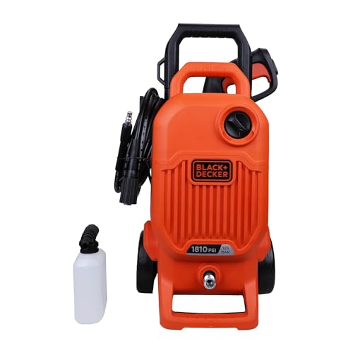Image of Black + Decker Bepw1800T 1700W 1810 Psi 125 Bar Pressure Washer for Car, Bike, Home & Garden Cleaning Use with Multiple Accessories Included, 1 Year Warranty, Orange & Black