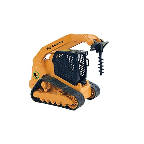 Big Country Toys - Track Skid Steer - 1:20 Scale - Construction Toys - Auger - Bucket - Hay Fork - Attachments - Flatbed Trailer -Plastic #TOP3