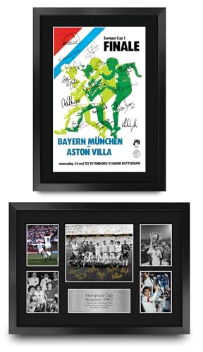 HWC Trading 1982 European Cup Winners Programme & Display Collection x2 Printed Memorabilia Signed Autograph Photograph Display for Soccer Fans and Supporters - 16" x 12" Framed