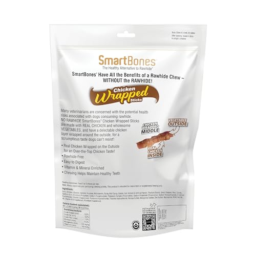 Image of SmartBones Chicken-Wrapped Sticks For Dogs With Real Peanut Butter, Rawhide-Free 8 Count, (24 Pack)