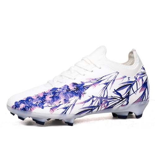 Netehadi Men's High-Top Breathable Fashion Chinese Pattern Soccer Spikes Shoes Lightweight Non Slip Football Boots Outdoor Professional Training Baseball Sneakers (Deep Purplu,11)