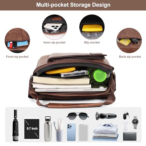 PU Leather Crossbody Shoulder Messenger Bag, Multiple Compartments4