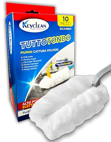 IPEA 10x Plumero Atrapapolvo modelo Todo Redondo - 10 Repuestos Universales Compatibles - Plumeros de Microfibra para Eliminar la Suciedad y el Polvo del Hogar - Recambio de Plumero - Colectores Polvo