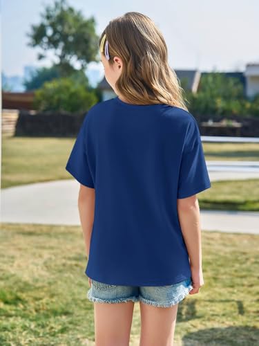 Image of Haloumoning Girls Short Sleeve T-Shirts | Kids, Summer,Girls shirts,Oversized t shirts,Girls T-Shirts,Oversized Tops, Casual Crewneck, Basic Tees 5-14Y