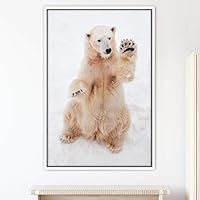 Framed Canvas Wall Art Bear Animals Bear Expressive Living Room Multicolor Photography Tropical - 16x24 inches