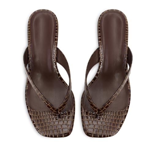 Image of Dsevht Kitten Heels for Women Jelly Square Open Toe Sandals Flip Flop Heel Summer Low Heeled Thong Sandals