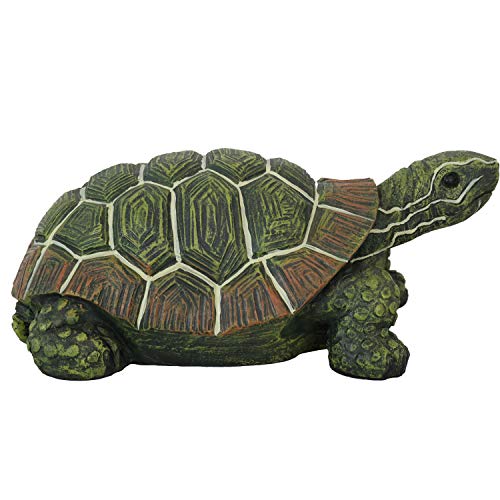 Sunnydaze Terrance The Tortoise Garden Statue - Indoor/Outdoor Yard Art Decor - Turtle Lawn Ornament - Backyard and Patio Animal Sculpture - 9-Inch Long - 1 Statue