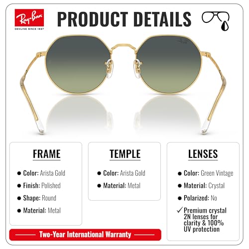 Image of Ray-Ban RB3565 JACK Square-Round Shaped Sunglasses for Men & Women with Official RAYBAN Eyewear Kit