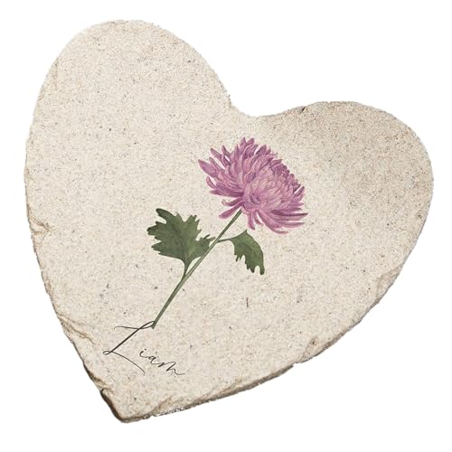 Personalization Universe Personalized Small Birth Month Flower Garden Stone, Name, and Date - Perfect Outdoor Decor for Garden or Walkway, Mother's Day, Grandma's Birthday, or Memorial – 5.75” x 5.75”