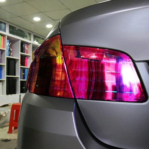 Image of WALLMATE Headlight Taillight Film Self Adhesive Smoke Film Fog Light Film Vinyl Tint Wrap Film Car&Bike Protection Film Sheet Sticker (Chameleon Pink Smoke, 24x100 inch)