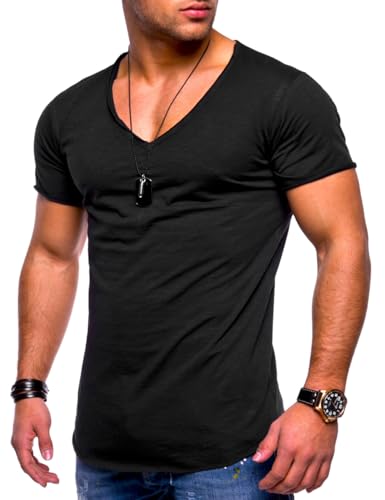 Mens V Neck Breathable Slim Fit Short Sleeve Casual Athletic Shirts