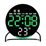 NVOQILIN Reloj despertador digital para dormitorio, escritorio, sala de estar, dormitorio, con luz nocturna, regulador, fecha de temperatura, día de la semana