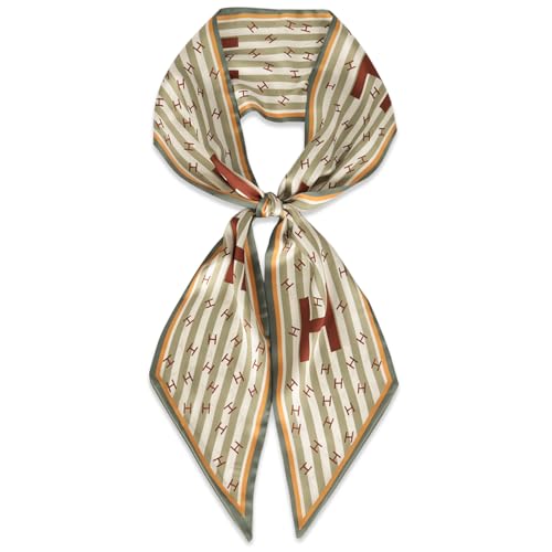 EXTREE Satin Scarf Mulberry Silk Printed Head Wrap Hair Band 7"" x 59"" A039