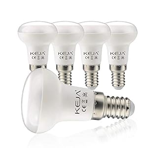 E14 LED-lampen 5 stuks 7 watt, 600 lumen per gloeilamp, komt overeen met 60 watt gloeilamp, 2700 kelvin warm wit, R50 120 graden stralingshoek spaarlamp
