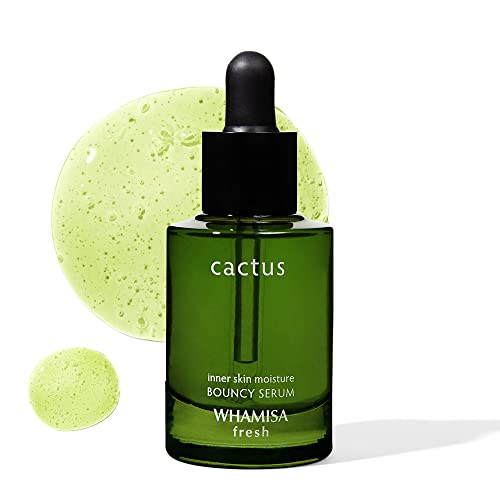 Whamisa Fresh Cactus Bouncy Serum for Face, 99.47% Organic Opuntia Ficus-Indica Cactus Extract, Triple moisturizing function, 72hour hydration, Hydrating serum, Glowing skin, Moisturizing essence, Korean skincare 1.1 fl. oz/33ml