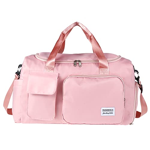 Ghopy Sac de Voyage 19x10x11 Sac à Main de capacité Sac de Voyage Sac de Voyage imperméable Oxford Tissu Sac d'épaule de Voyage Sac de Sport léger pour Les Voyages(Sweet Powder) Cover