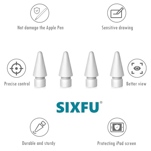 Image of SIXFU Replacement Tips Compatible with Apple Pencil Tip, Durable Tips Compatible with Apple Pencil Pro /USB-C / 1st / 2nd Generation, Accessories Compatible with iPad Pencil(4PCS)