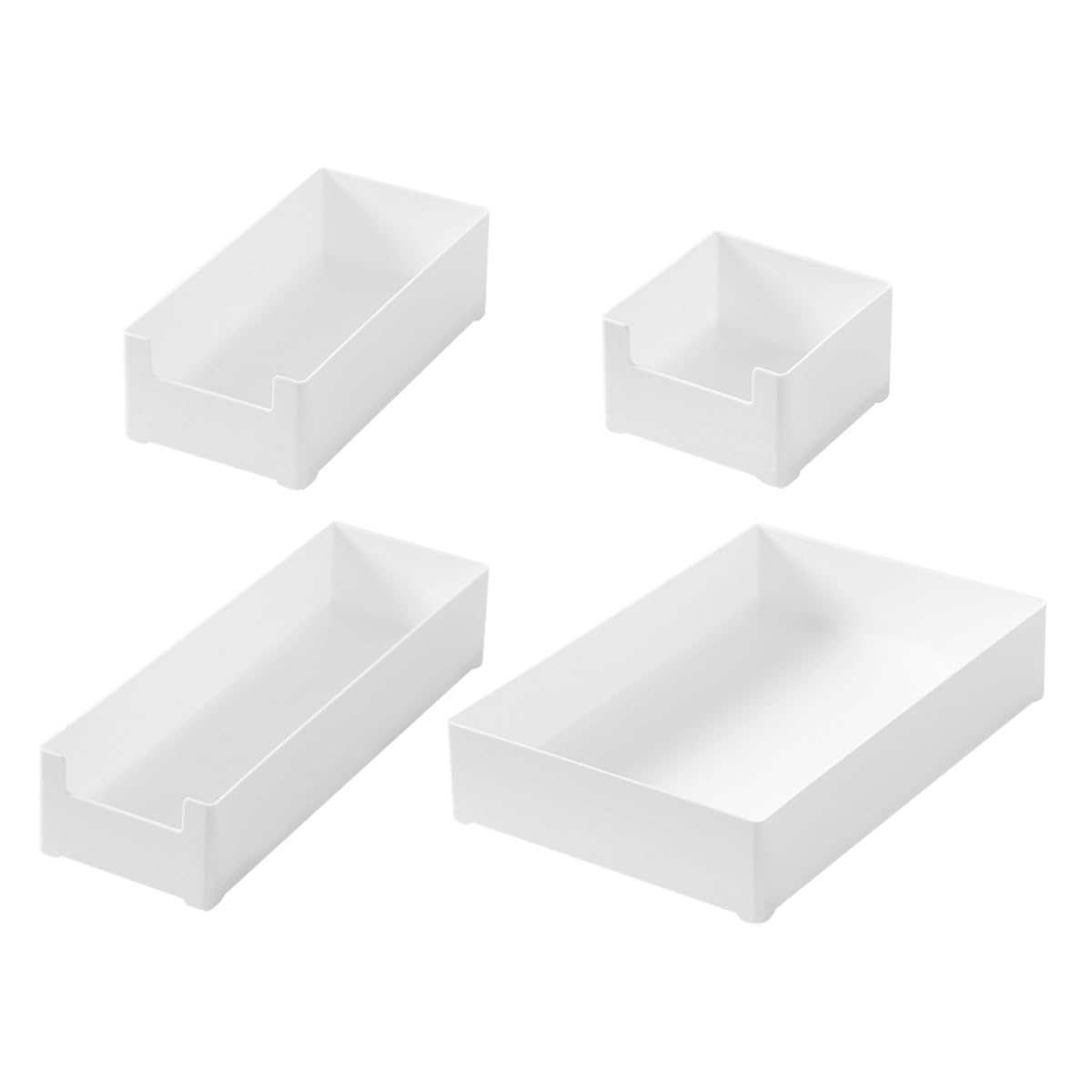 Healifty 4 Stück Schubladenorganizer aus Verschleißfestem Kunststoff Stapelbare Aufbewahrungsboxen für Büro Bad Küche Kosmetik und Schreibtisch Weiß (xxl Lm S)
