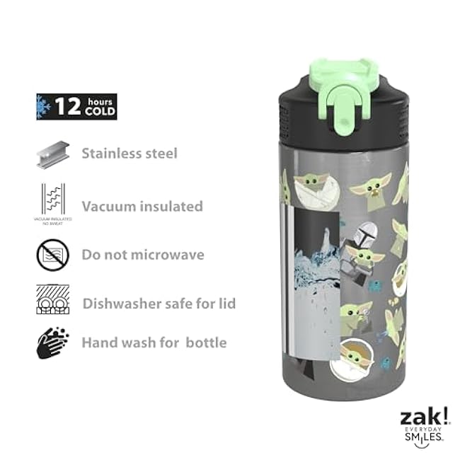 zak! Star Wars The Mandalorian The Child Stainless Steel Water Bottle 14 oz