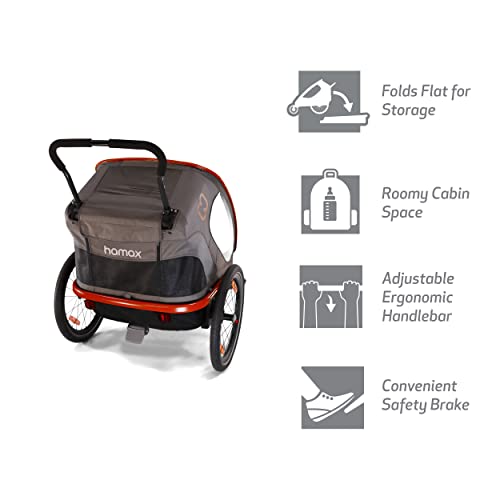 Hamax Outback One Seat Reclining Multi-Sport Child Bike Trailer + Stroller (Jogger Wheel Sold Separately) (Red/Charcoal) #TOP4