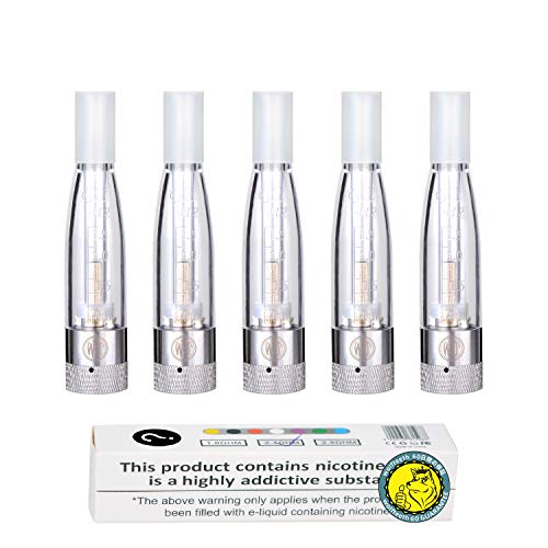 WOLFTEETH Genuine 5 X Electronic Shisha Pipe GS H2 Coil Clearomizer Ego T E Cigarette Vapor Atomizer Atomiser | 1.5ML | Replaceable Core | Transparent/Nicotine Free 111001