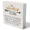 mmiishe the Adventure Begins Wooden Box Sign Home Camping Wall Decor 5 X 5 Inch Rustic Camping Theme Wood Box Sign