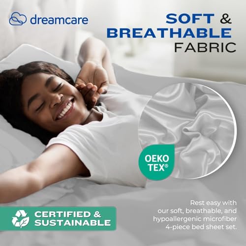 image for DREAMCARE Queen Size Sheets - Cooling Bed Sheets - 4pcs Set - up to 15