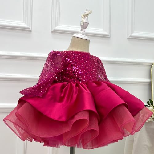 KLFFLGID Baby & Toddler Pageant Dresses Ball Gown with Sequined Bow, Flower Girl & Birthday Party Dresses for Girls 12M-6T4
