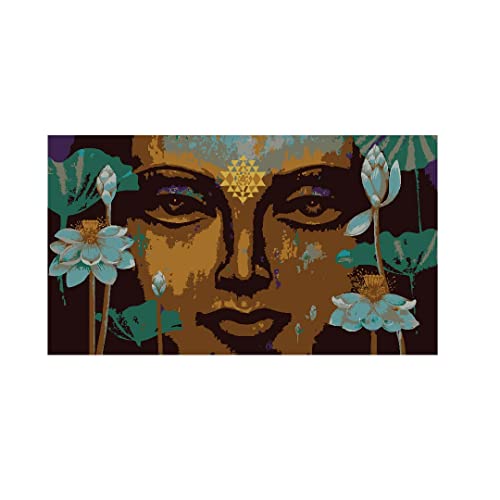 Image of RANGOLI 100% Cotton Stretched Canvas Painting 400 GSM, Framed Ancient Shree Murti Canvas Abstract Wall Art for Living Room, 3D Paintings for Wall Decor (12 x 18 Inch With Frame)