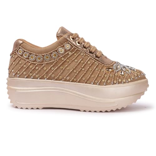 Image of Vendoz Women Wedding Hand Embroidery Bridal Sneakers CNV4031