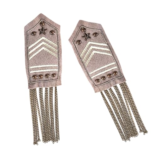 Charreteras de cadena de metal multiusos con cuentas tachonadas para varias ocasiones, actuaciones en escenario, trajes formales, charreteras, Camemel, Talla única