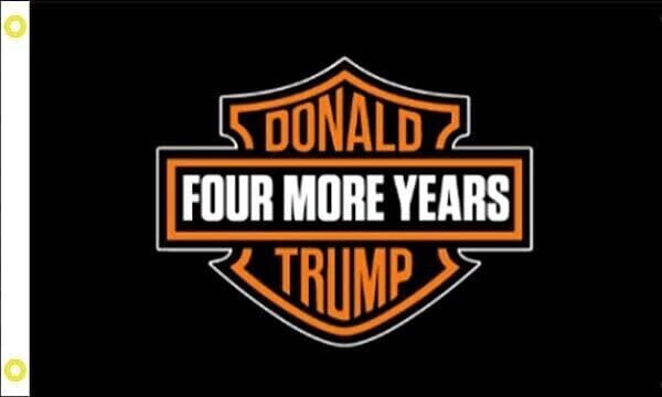 3X5 Trump 2024 Four More Years Harley Biker Black and Orange Flag Banner 100D