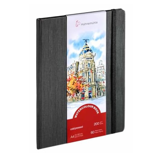 Hahnemühle Cuaderno de acuarela, 200 g/m², grano fino, 30 hojas, color blanco natural, formato DIN A4