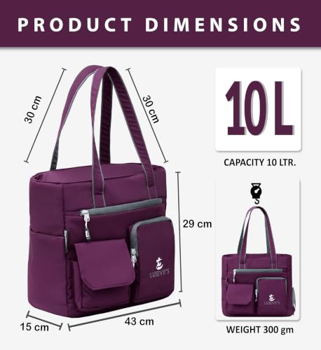 Image of Lusive's Double Pocket Handbag for Women: Stylish, Ideal Companion for Work, Travel, Polyester Material, Spacious 10-liter Capacity, 6 Pockets. (Black & Grey)