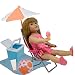 18 Inch Dolls Beach Set - Fits American Girl Doll Accessories - Doll Beach Chair and Fun Doll Stuff for 18in Dolls 7 Pc Playset