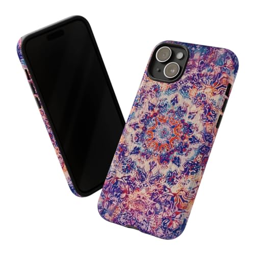 Coque iPhone 15 Plus tapis oriental violet rigide et brillante