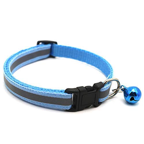 Image of Adjustable Reflective Collar Safety Buckle with Bells for Puppy, Cat, Dog, Kitten - Pack of 2, 18 x 11 cm, multicolor