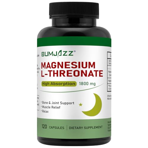 Cápsulas de L-treonato de magnesio 1800 mg – 120 cápsulas – Suplemento de magnesio de alta absorción – Forma biodisponible para el descanso y el apoyo a la función cognitiva
