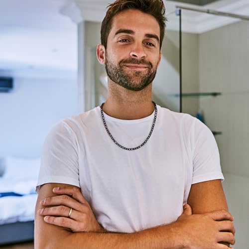 IEFLIFE Figaro Chain Gifts for Men Him - Necklace Gifts for Man Husband Son Grandson, Anniversary Fathers Day Birthday Gift for Men Husband, 6mm Width Stainless Steel Figaro Chain Necklace Jewelry3