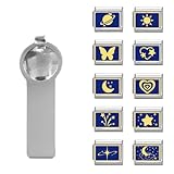 papasgix Italian Charm Bracelet Charms Silver Pack Links Bulk with Opening Tool 9mm Italian Charms Blue Star Moon Italian Modular Bracelet Links Handmade DIY Jewelry