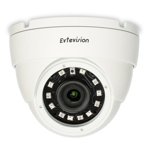 Evtevision 5MP Caméra de Surveillance (Quadbrid 4-in-1 HD-CVI/TVI/AHD/960H Analog CVBS),Caméras Dômes IR Vision Nocturne 65ft, Objectif 2.8mm Vidéo Surveillance IP66 Extérieure Intérieur