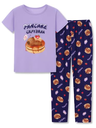 Image of Beezizac Girls Pajamas Cute Print Short /Long Sleeve Pants Set Size 6-18